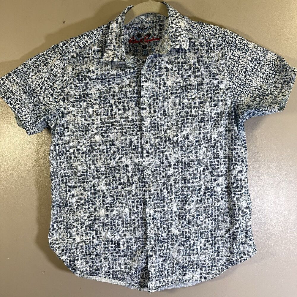 Robert Graham Men’s Short Sleeve Shirt Jaskier Geometric Button Up Size Large
